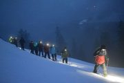 Schneeschuhwandern, Schneeschuhnacht-Wanderung mit LED Stirnlampen