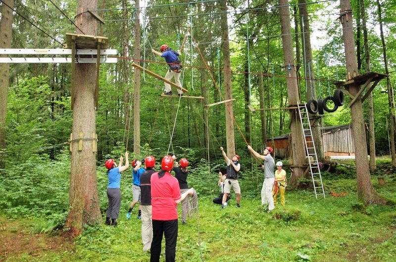 Kletterwald, Teamparcours, Teamevent, Flying Bridges